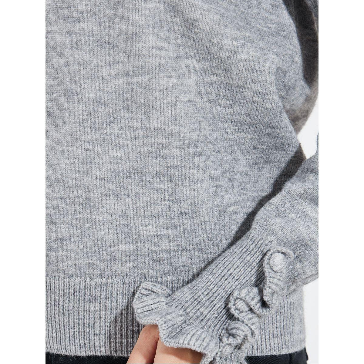 Styli Solid Ruffle Sleeve V Neck Sweater-women-clothing-cardigansandjumpers-jumpers-image-3