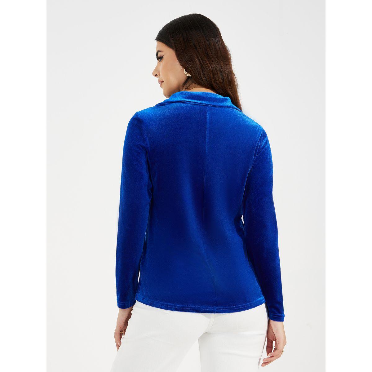 Styli Velvet V Neck Long Sleeves Top-women-clothing-shirtsandblouses-blouses-image-5