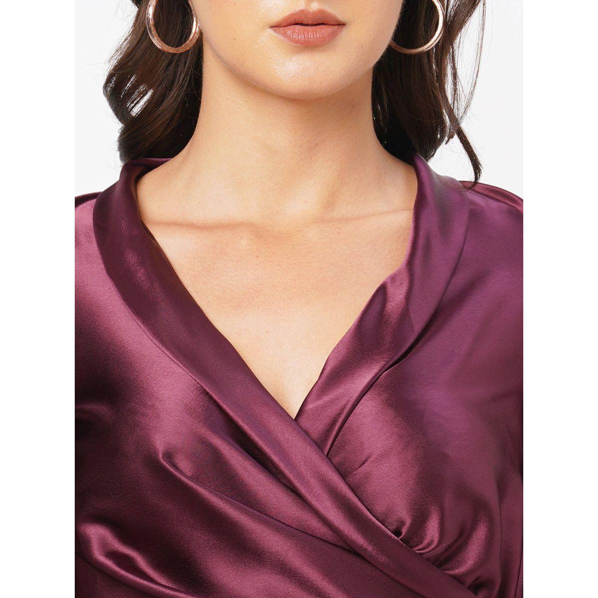 بلوزة ساتان بنمط لف مع كسرات ميش × ستايلي-women-clothing-shirtsandblouses-blouses-image-2