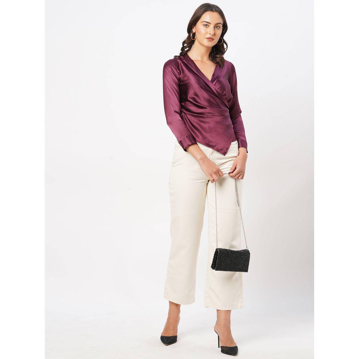 بلوزة ساتان بنمط لف مع كسرات ميش × ستايلي-women-clothing-shirtsandblouses-blouses-image-5
