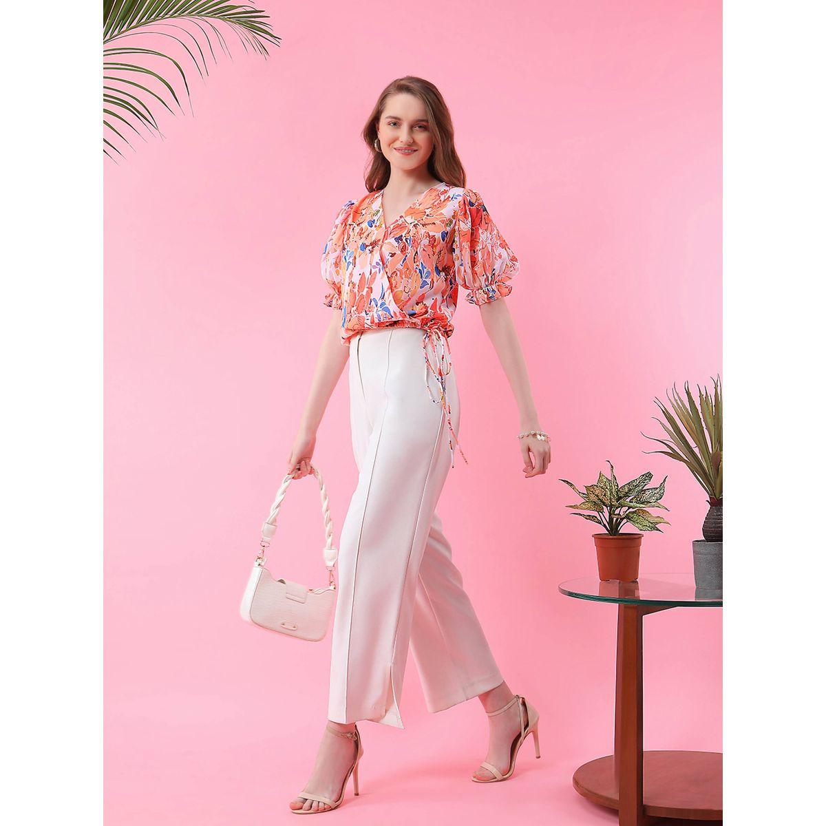 Mish X Styli  Floral Print Wrap Front Top with Tie Detail-women-clothing-shirtsandblouses-blouses-image-1