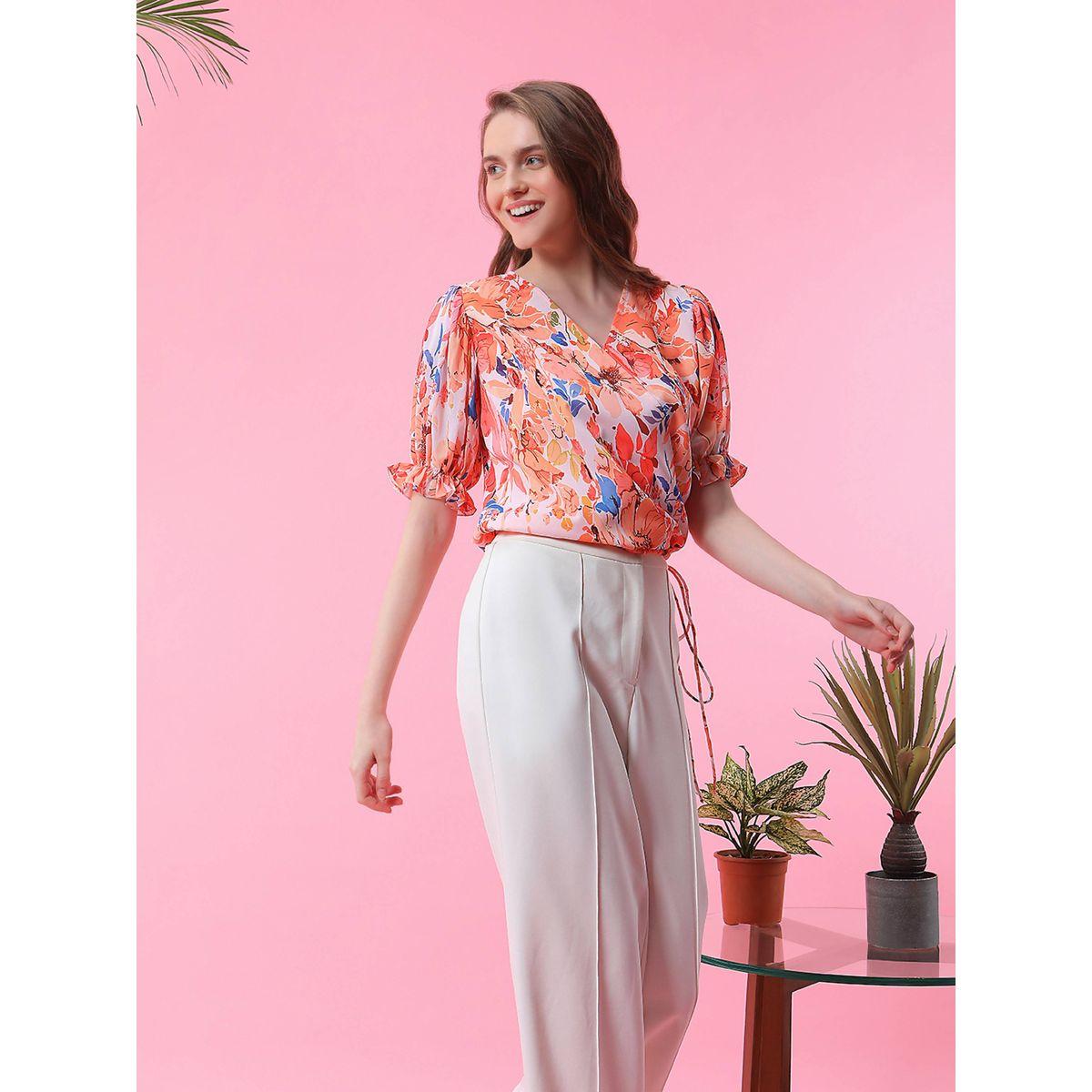 Mish X Styli  Floral Print Wrap Front Top with Tie Detail-women-clothing-shirtsandblouses-blouses-image-3