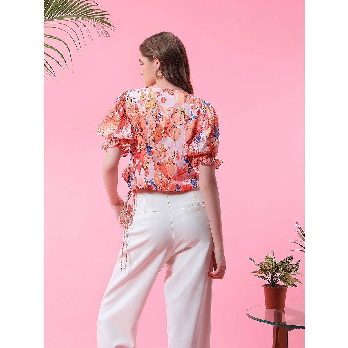Mish X Styli  Floral Print Wrap Front Top with Tie Detail-women-clothing-shirtsandblouses-blouses-image-4