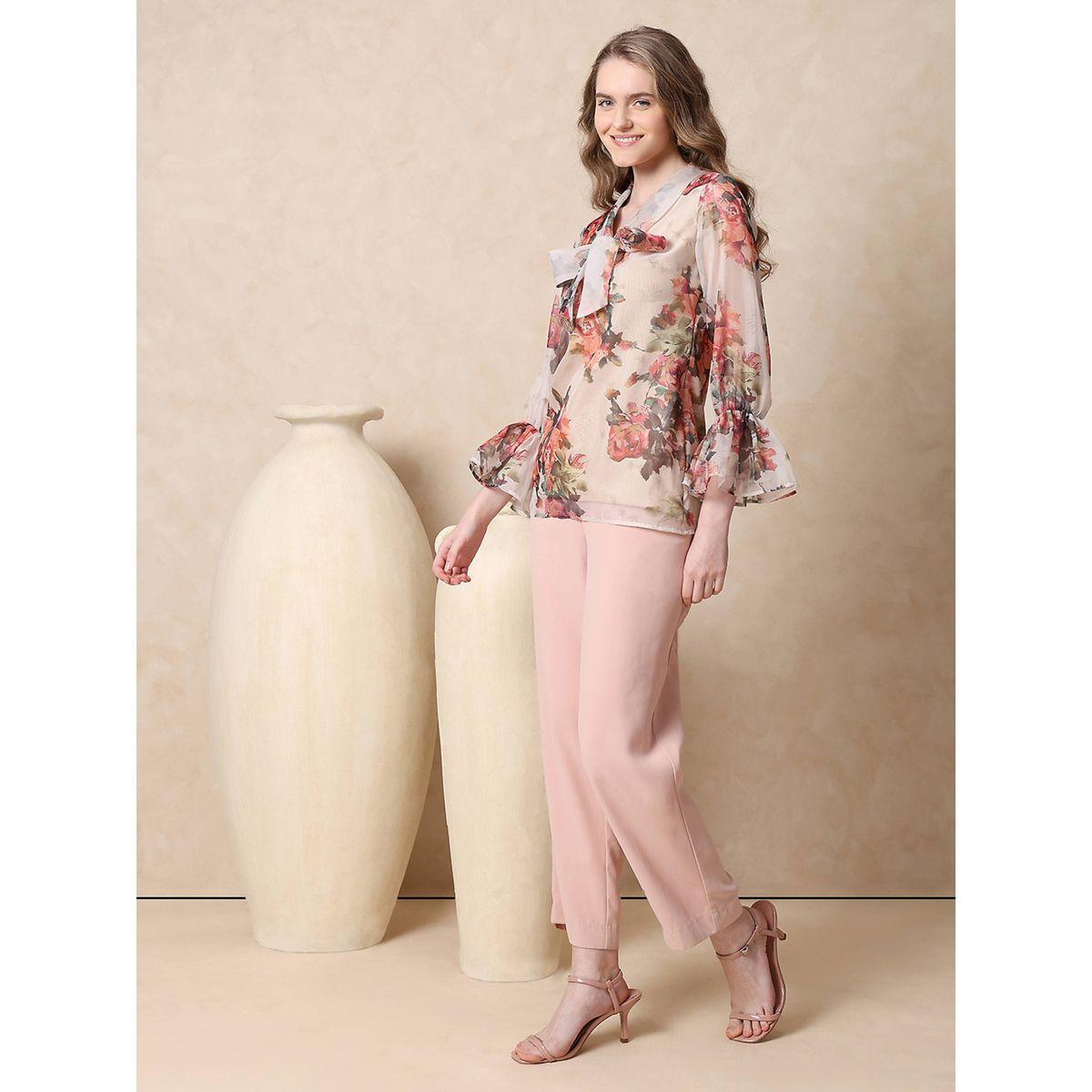 Mish X Styli  Georgette Floral Print Top with Tie-Up Neck-women-clothing-shirtsandblouses-blouses-image-3