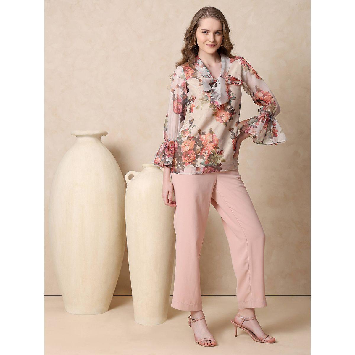 Mish X Styli  Georgette Floral Print Top with Tie-Up Neck-women-clothing-shirtsandblouses-blouses-image-5