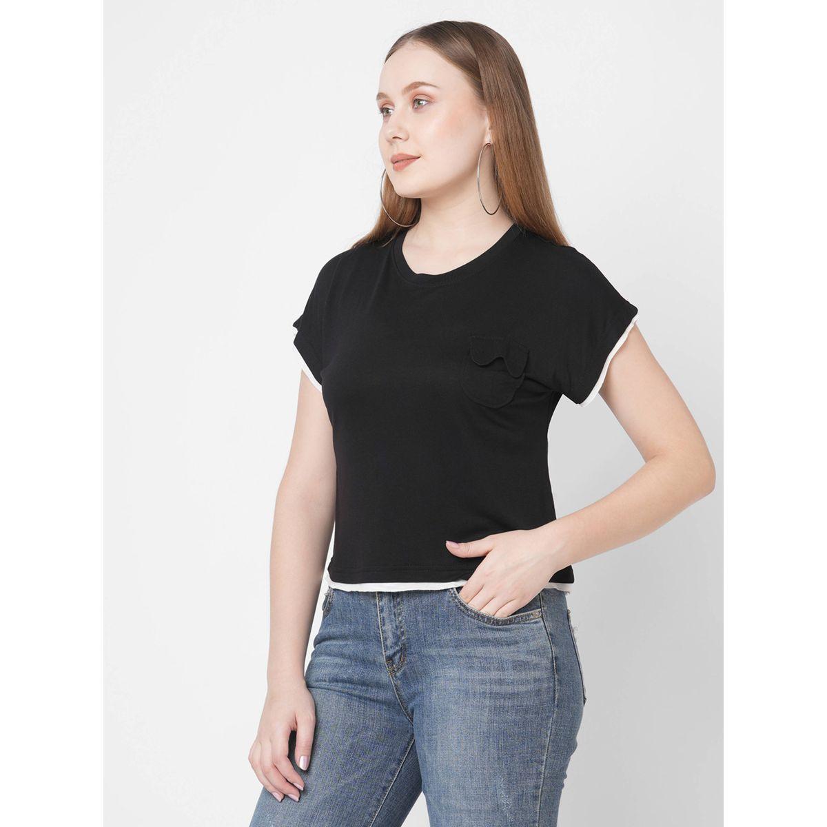 تيشيرت باكمام متمددة وتفاصيل مُتباينة ميش × ستايلي-women-clothing-tshirts-image-3