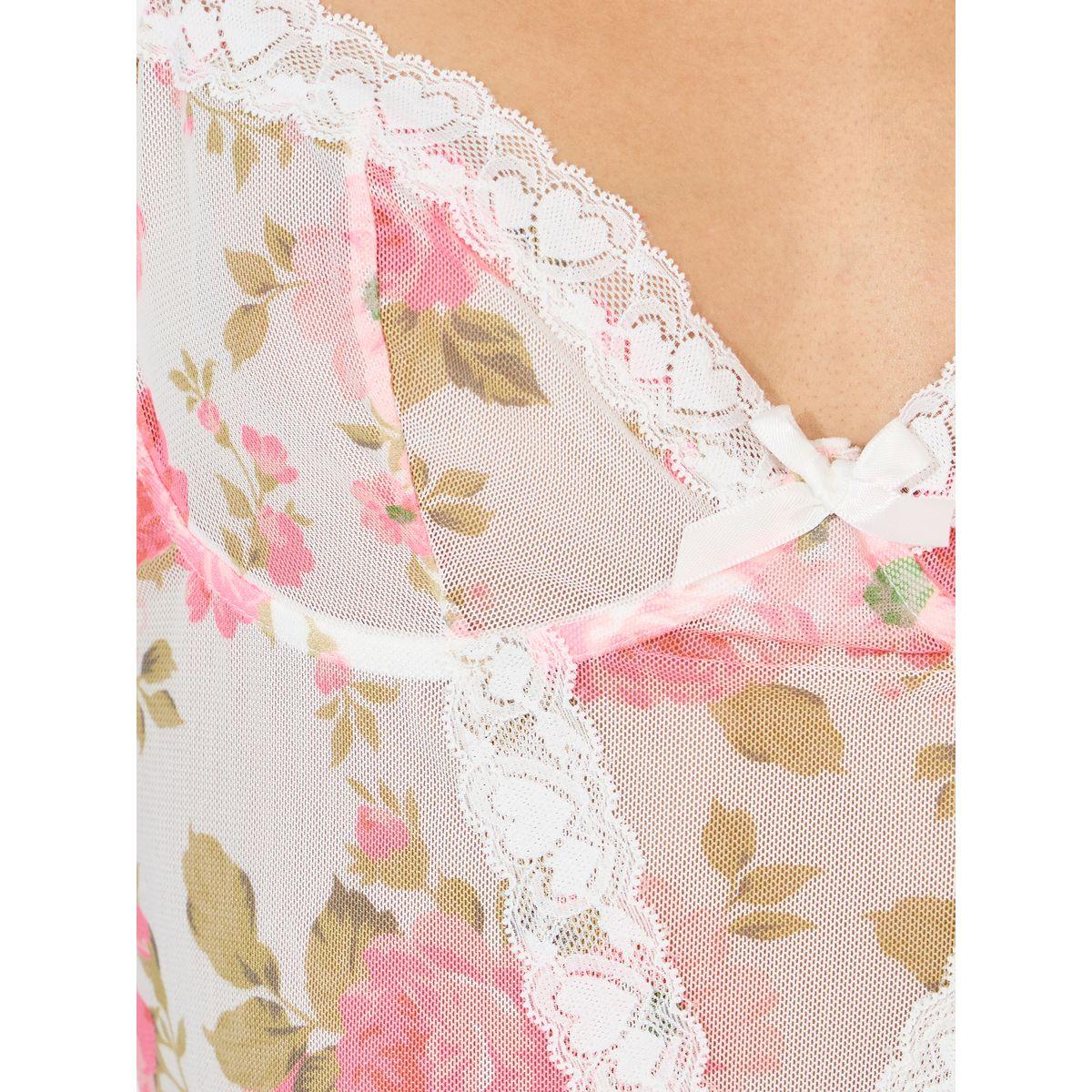 Styli Heart Lace Trim Floral AOP Mesh Babydoll with Thong Set-women-clothing-lingerie-babydollsandbodysuits-image-2