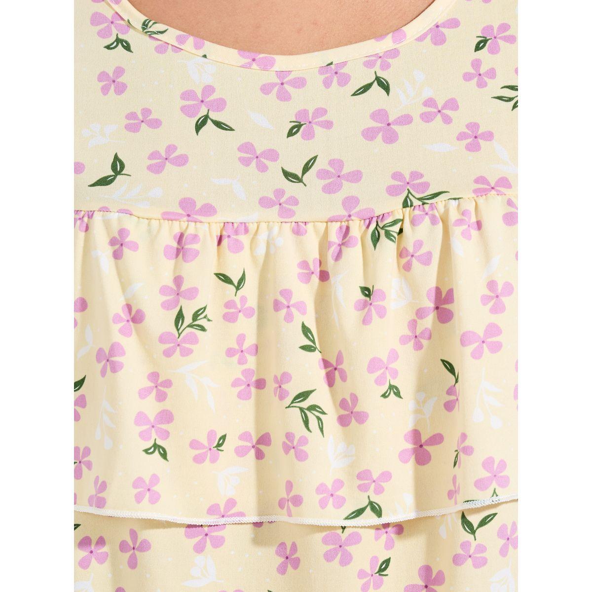Styli Floral Print Ruffled Nightdress-women-clothing-nightwear-nighties-image-3