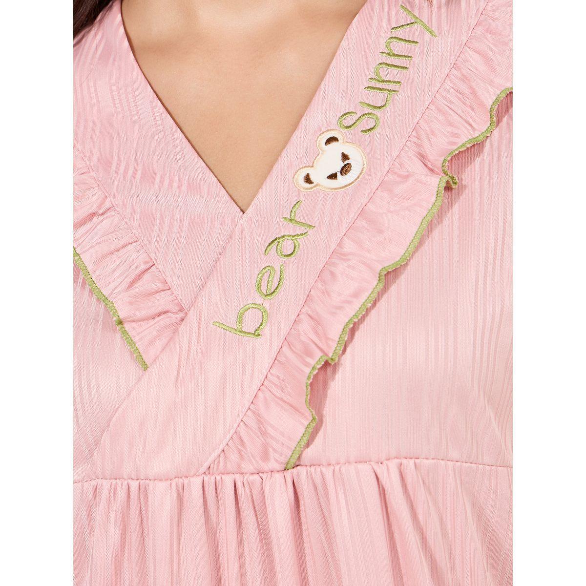 قميص نوم بتفاصيل مُطرّزة واكمام قصيرة-women-clothing-nightwear-nighties-image-3