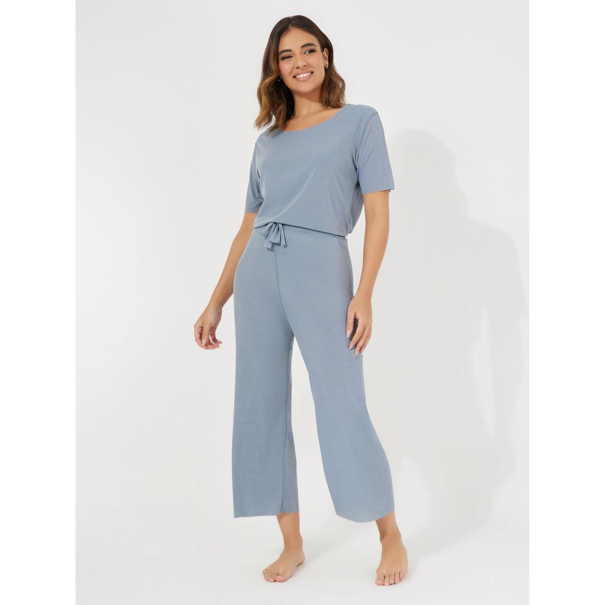 Styli Texture Seamless T-Shirt & Pyjama Set-women-clothing-nightwear-pyjamas-longsets-image-2