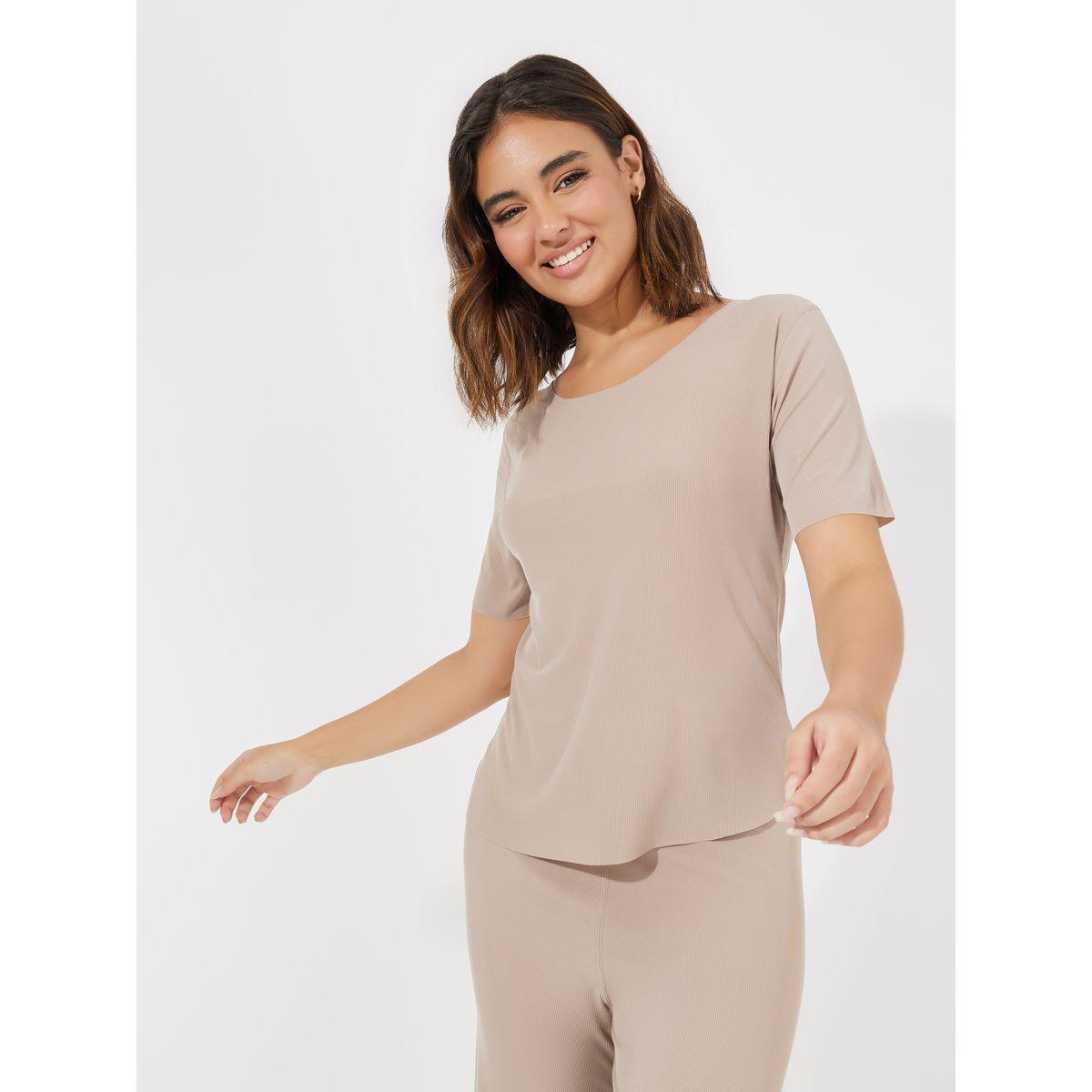 Styli Texture Seamless T-Shirt & Pyjama Set-women-clothing-nightwear-pyjamas-longsets-image-3