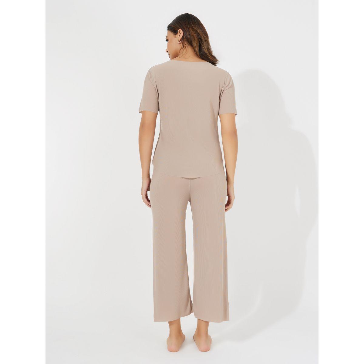 Styli Texture Seamless T-Shirt & Pyjama Set-women-clothing-nightwear-pyjamas-longsets-image-5