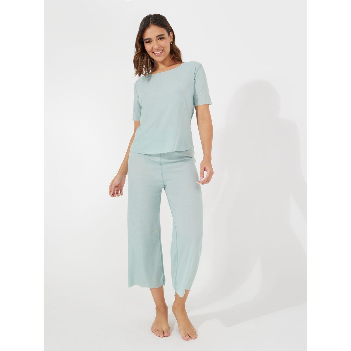 Styli Texture Seamless T-Shirt & Pyjama Set-women-clothing-nightwear-pyjamas-longsets-image-1
