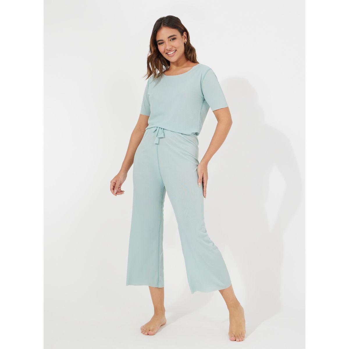 Styli Texture Seamless T-Shirt & Pyjama Set-women-clothing-nightwear-pyjamas-longsets-image-2
