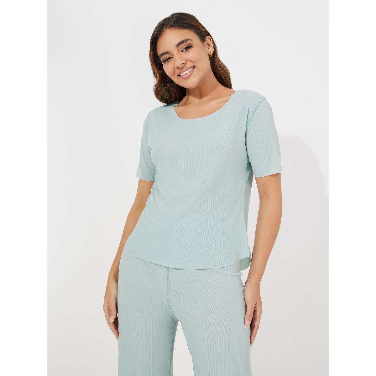 Styli Texture Seamless T-Shirt & Pyjama Set-women-clothing-nightwear-pyjamas-longsets-image-3