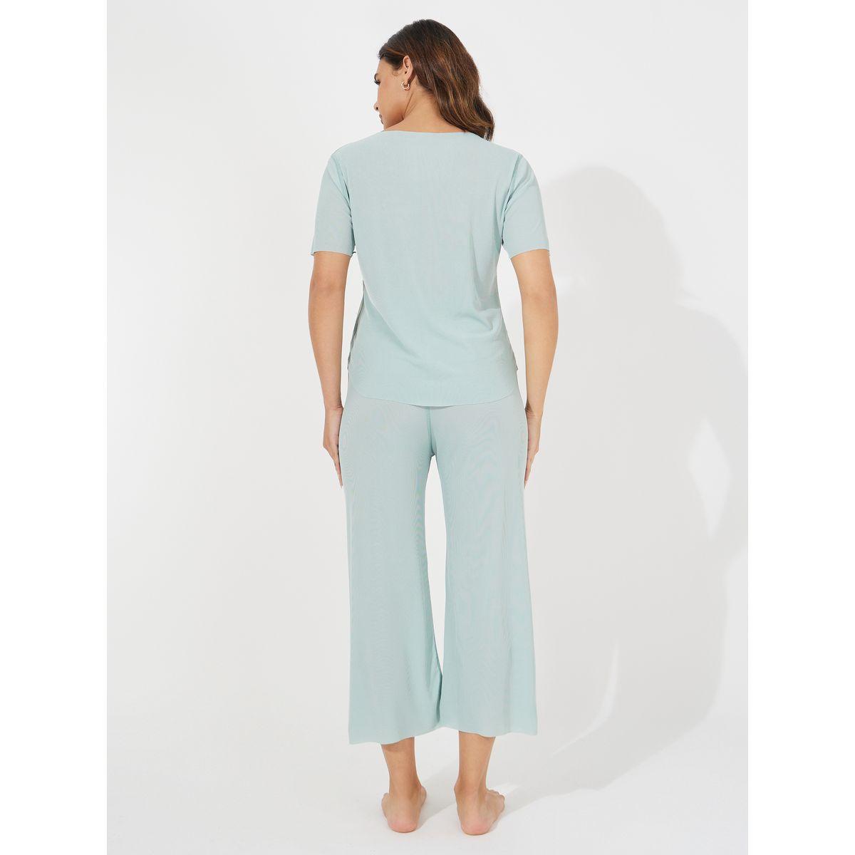 Styli Texture Seamless T-Shirt & Pyjama Set-women-clothing-nightwear-pyjamas-longsets-image-5