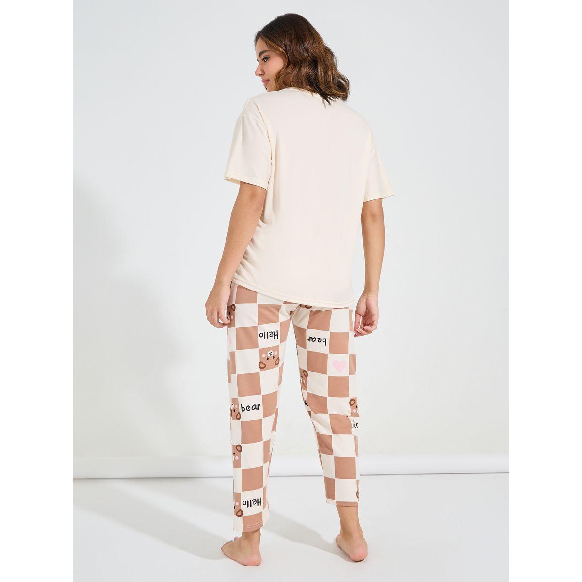 Styli Bear Print T-Shirt & Pyjama Set-women-clothing-nightwear-pyjamas-longsets-image-5