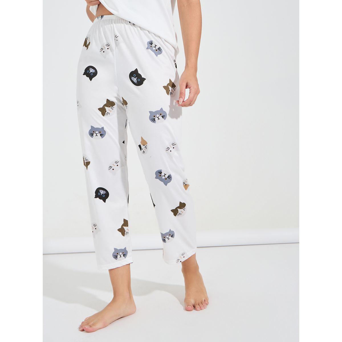 Styli Cat Print T-Shirt & Pyjama Set-women-clothing-nightwear-pyjamas-longsets-image-4