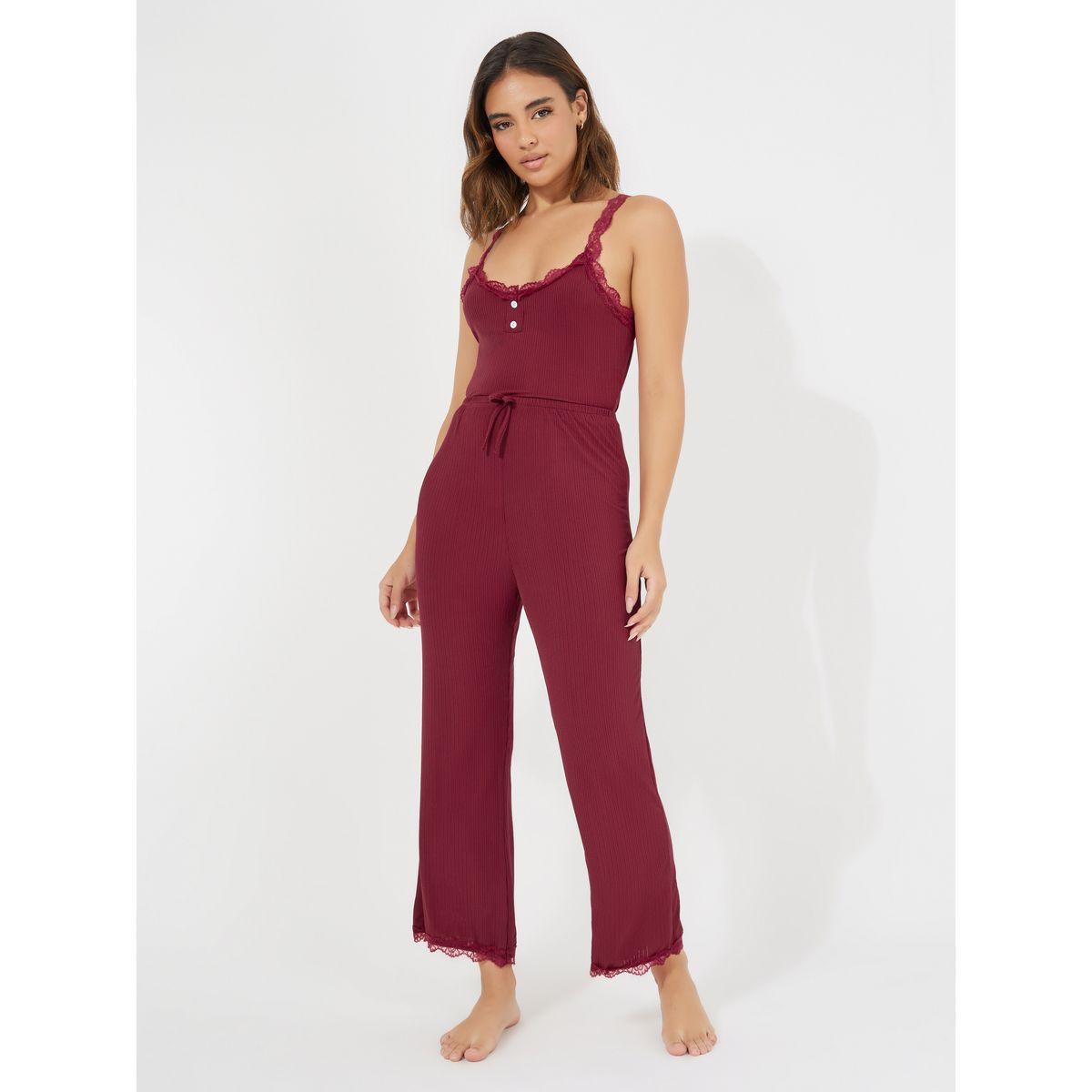Styli Lace Cami Top & Pyjama Set-women-clothing-nightwear-pyjamas-longsets-image-1