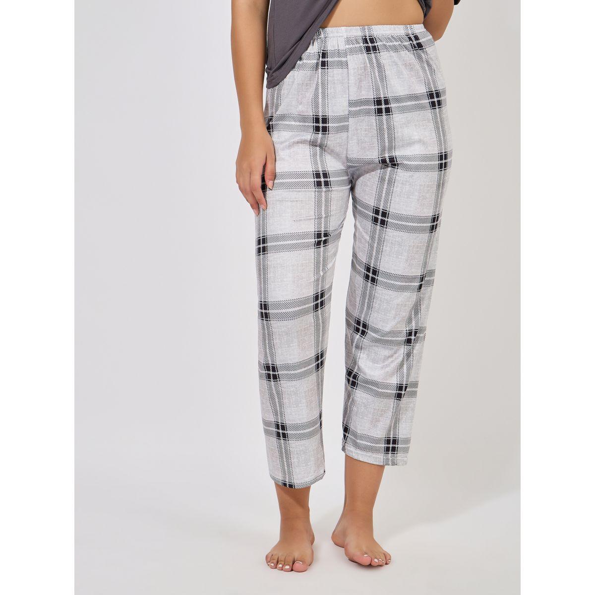 Styli Graphic Print Boxy T-Shirt & Checked Pyjama Set-women-clothing-nightwear-pyjamas-longsets-image-5