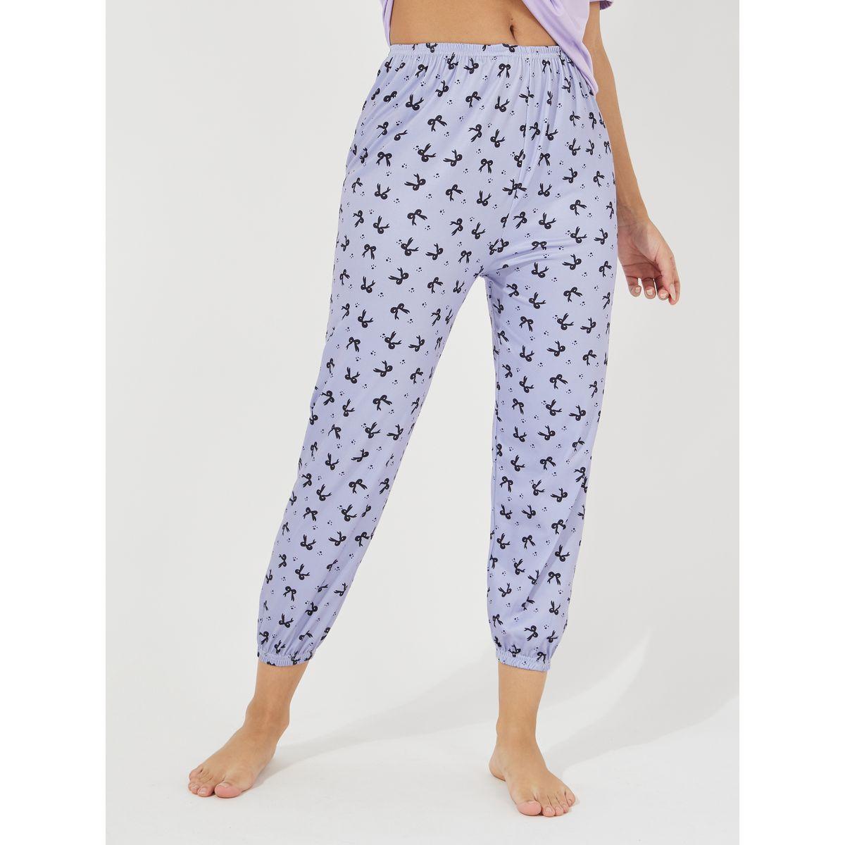 مجموعة من بنطال بيجاما مع تيشيرت سادة-women-clothing-nightwear-pyjamas-longsets-image-5