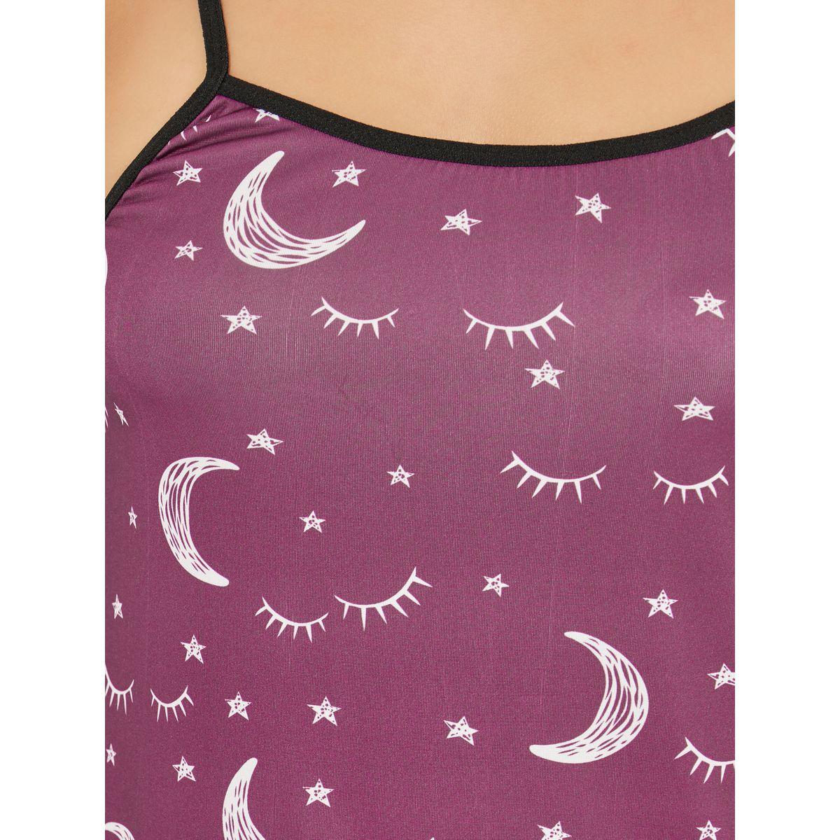 قميص نوم بطبعة نجوم واقمار مع حمالات-women-clothing-nightwear-nighties-image-3