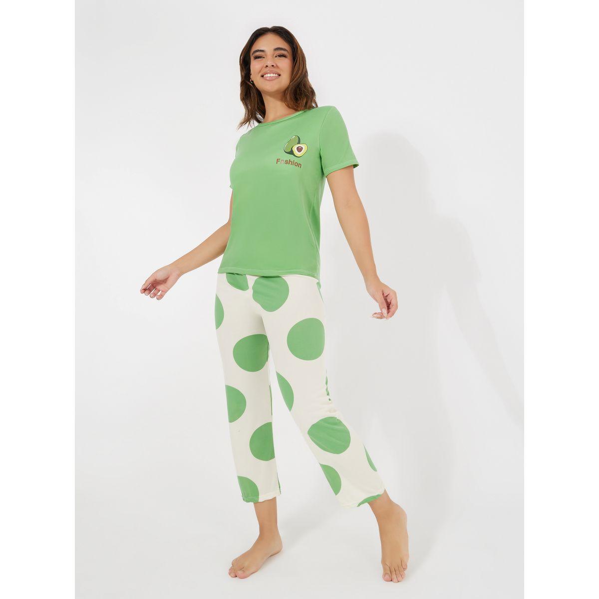 Styli Avocado Print T-Shirt & Pyjama Set-women-clothing-nightwear-pyjamas-longsets-image-2