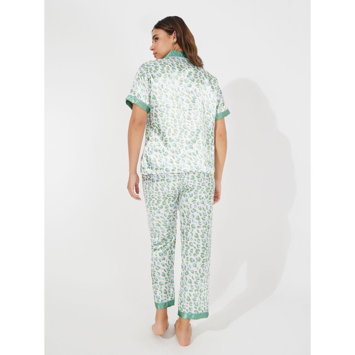 Styli Animal Print Button Placket Shirt & Pyjama Set-women-clothing-nightwear-pyjamas-longsets-image-5