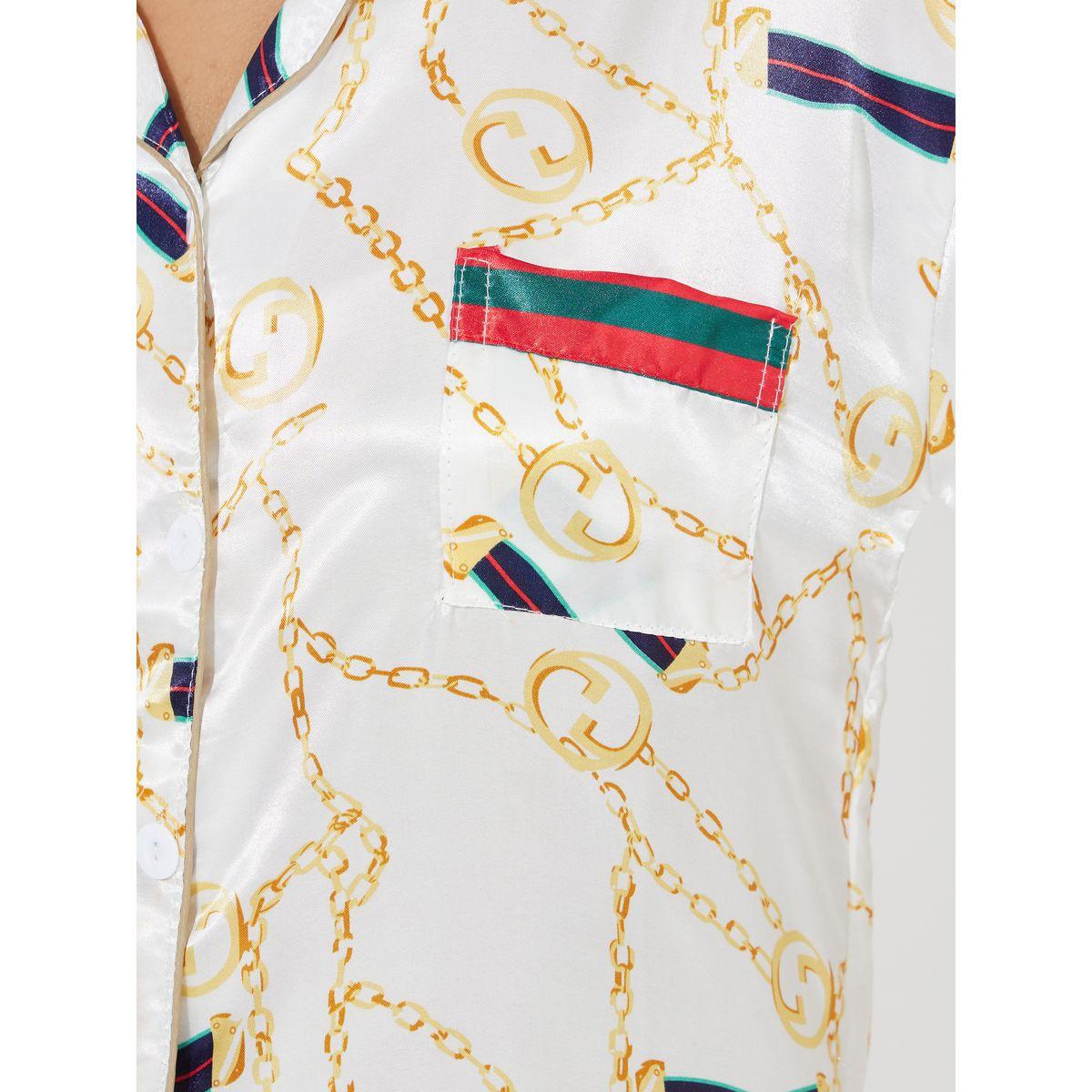 Styli Chain Print Pocket Detail Shirt & Pyjama Set-women-clothing-nightwear-pyjamas-longsets-image-3