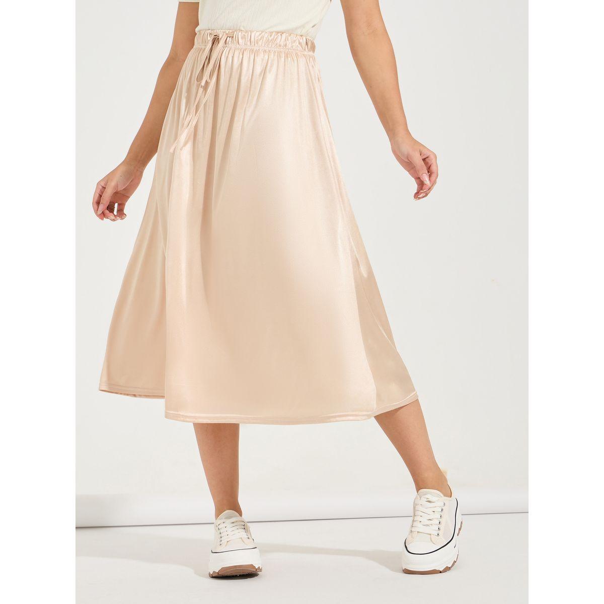 تنورة ميدي سادة بخصر مطاطي-women-clothing-bottoms-skirts-image-2