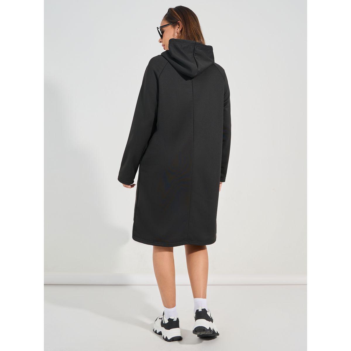 Styli Solid Hooded Sweatshirt Knee-Length Dress-women-clothing-dresses-image-4