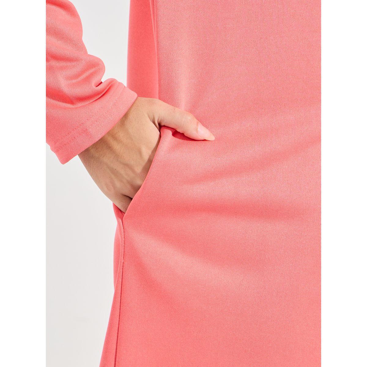 فستان سادة بطول الركبة مع ياقة هودي-women-clothing-dresses-image-3