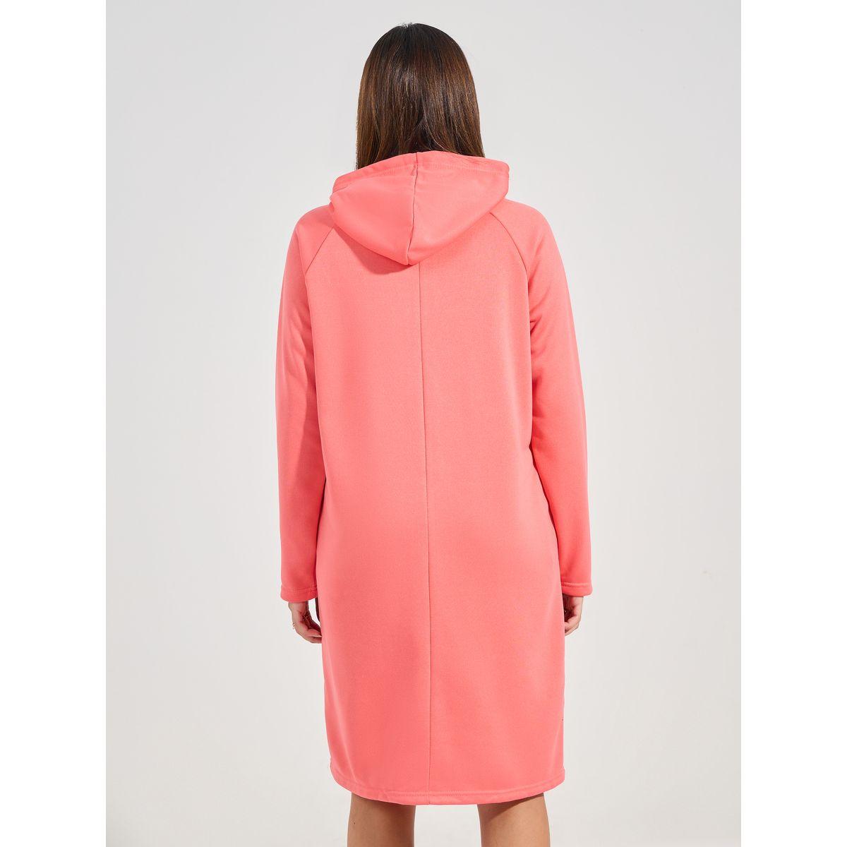 Styli Solid Hooded Sweatshirt Knee-Length Dress-women-clothing-dresses-image-4