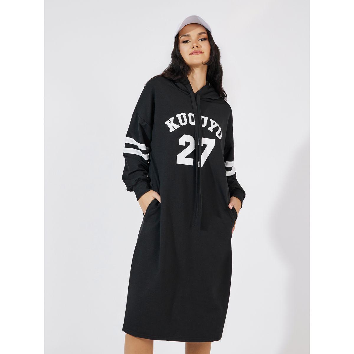 Styli Varsity Print Hooded Sweatshirt Midi Dress-women-clothing-dresses-image-2