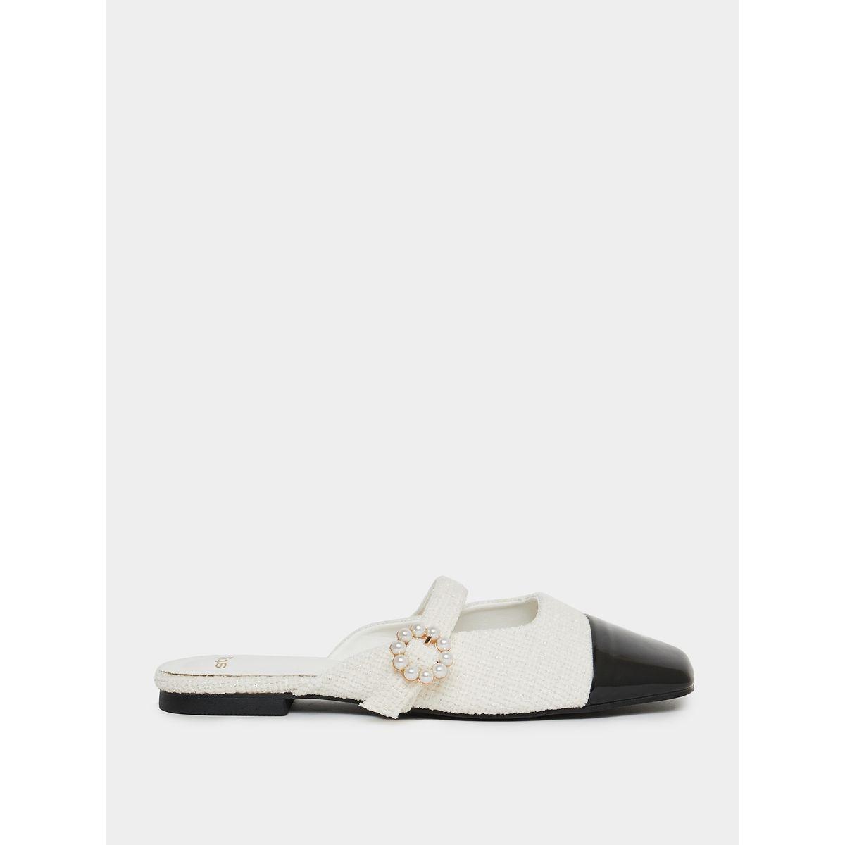 حذاء ميولز بنسيج تويد مع سير مزين بلؤلؤ صناعي-women-shoes-flats-mules-image-2