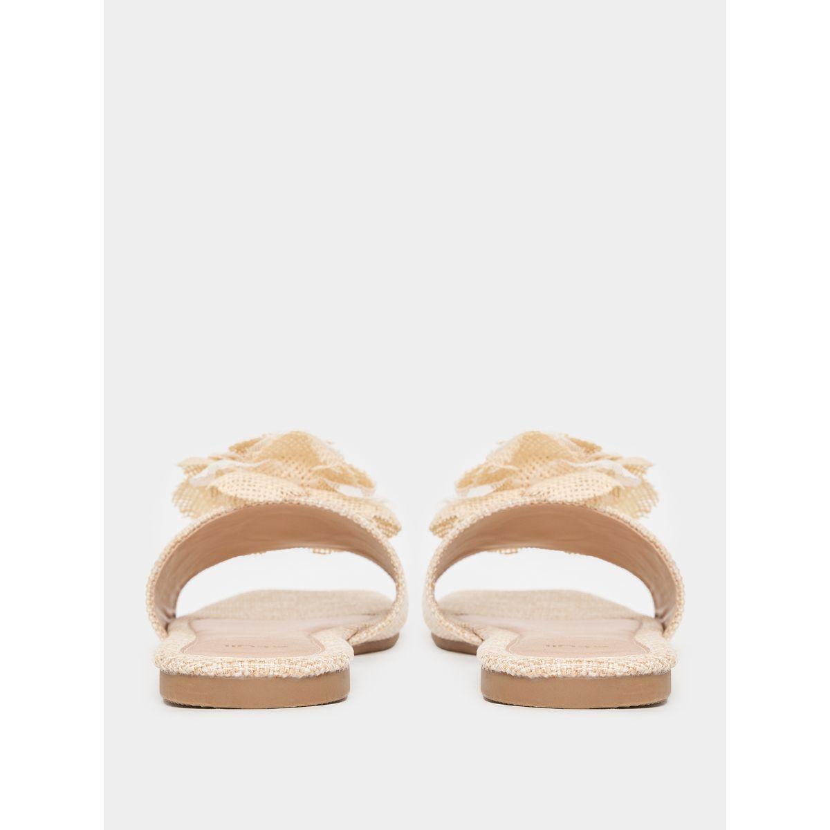 صندل فلات بتصميم كتان مع سير مزين بزهرة-women-shoes-sandals-flats-image-4