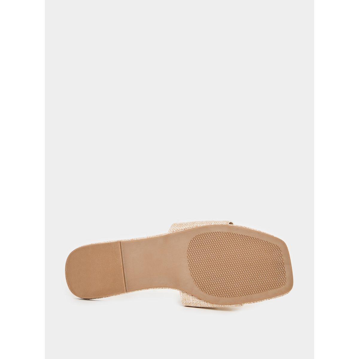 Styli Flower Decor Linen Design Flat Sandals-women-shoes-sandals-flats-image-6