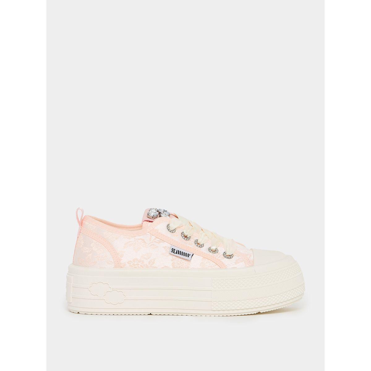 Styli Embellished Lace Up Platform Shoes-women-shoes-sneakers-image-1