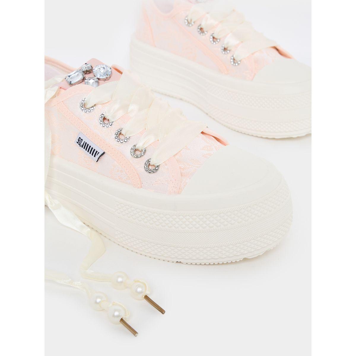 Styli Embellished Lace Up Platform Shoes-women-shoes-sneakers-image-3