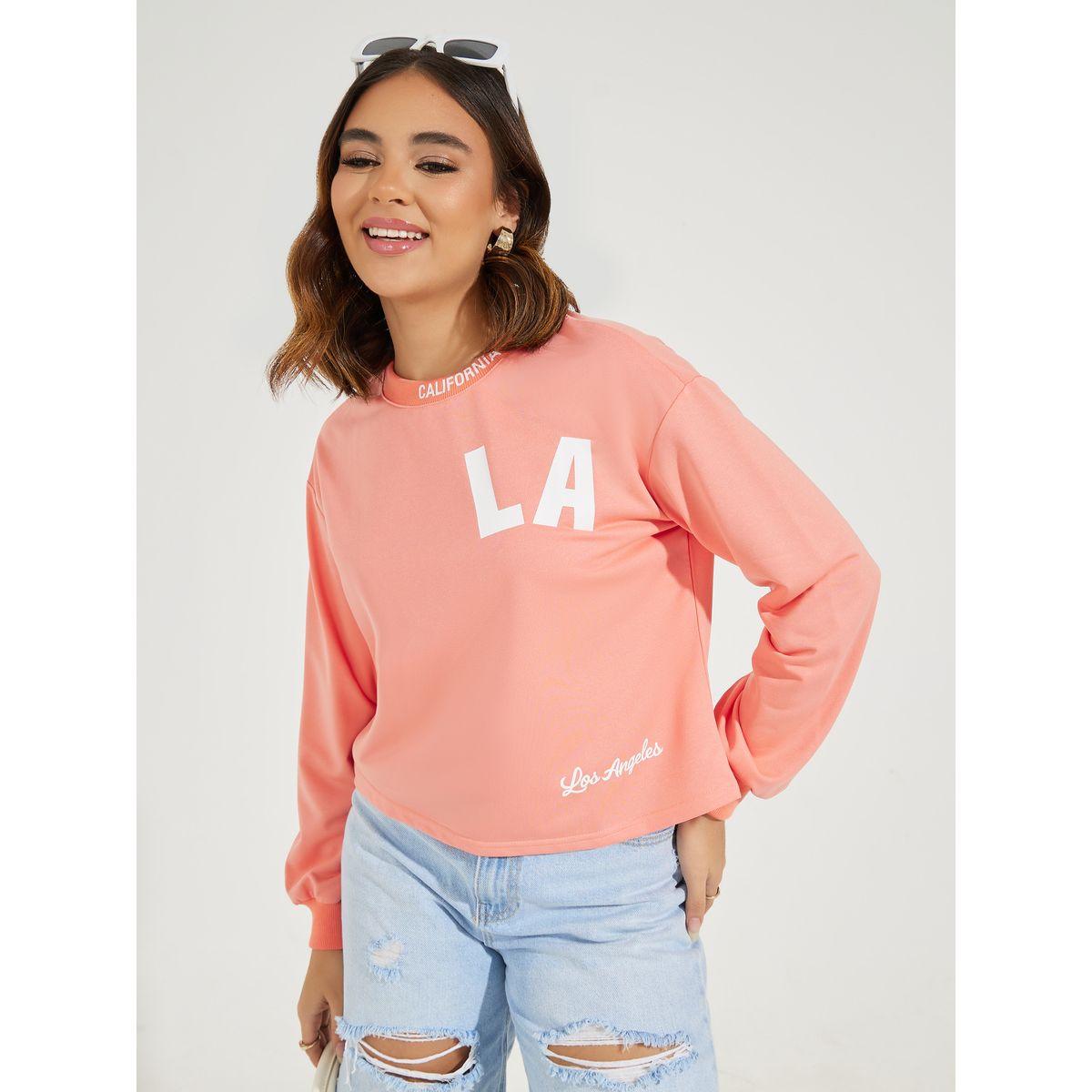 Styli Boxy Fit LA Print T-Shirt with Long Sleeves-women-clothing-tshirts-image-1