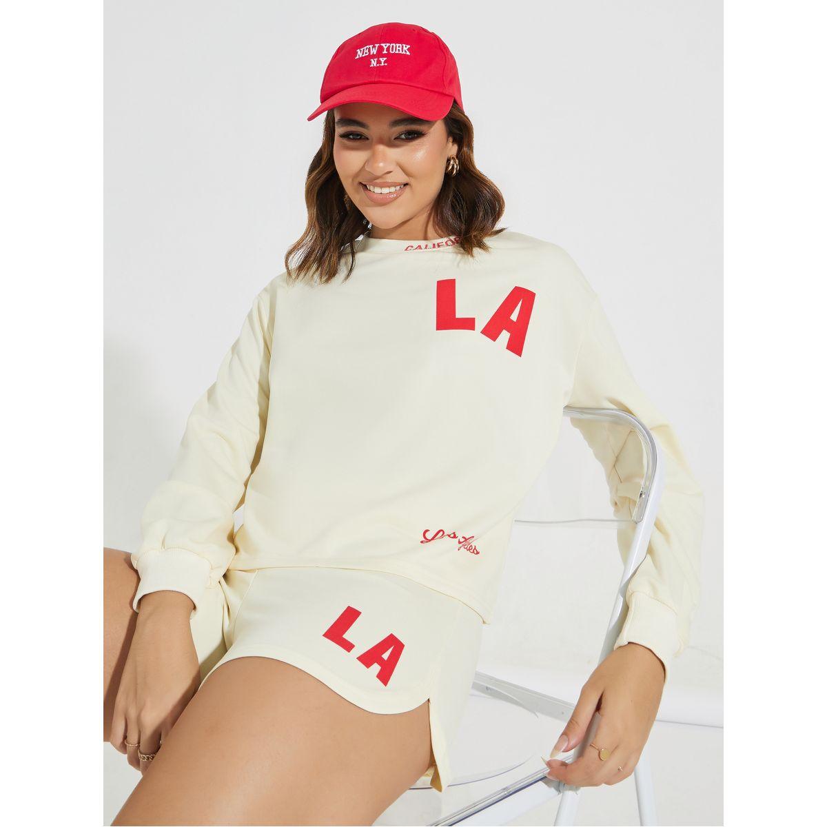 Styli Boxy Fit LA Print T-Shirt with Long Sleeves-women-clothing-tshirts-image-1