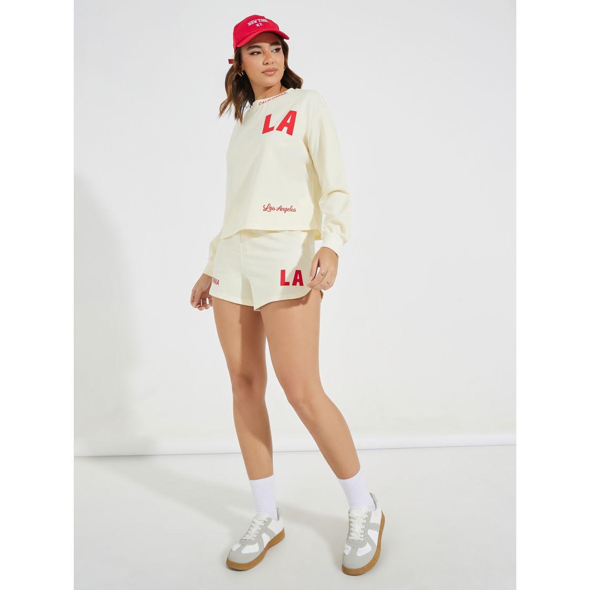 شورت مطبع بشعار مع اربطة-women-clothing-bottoms-shorts-image-2
