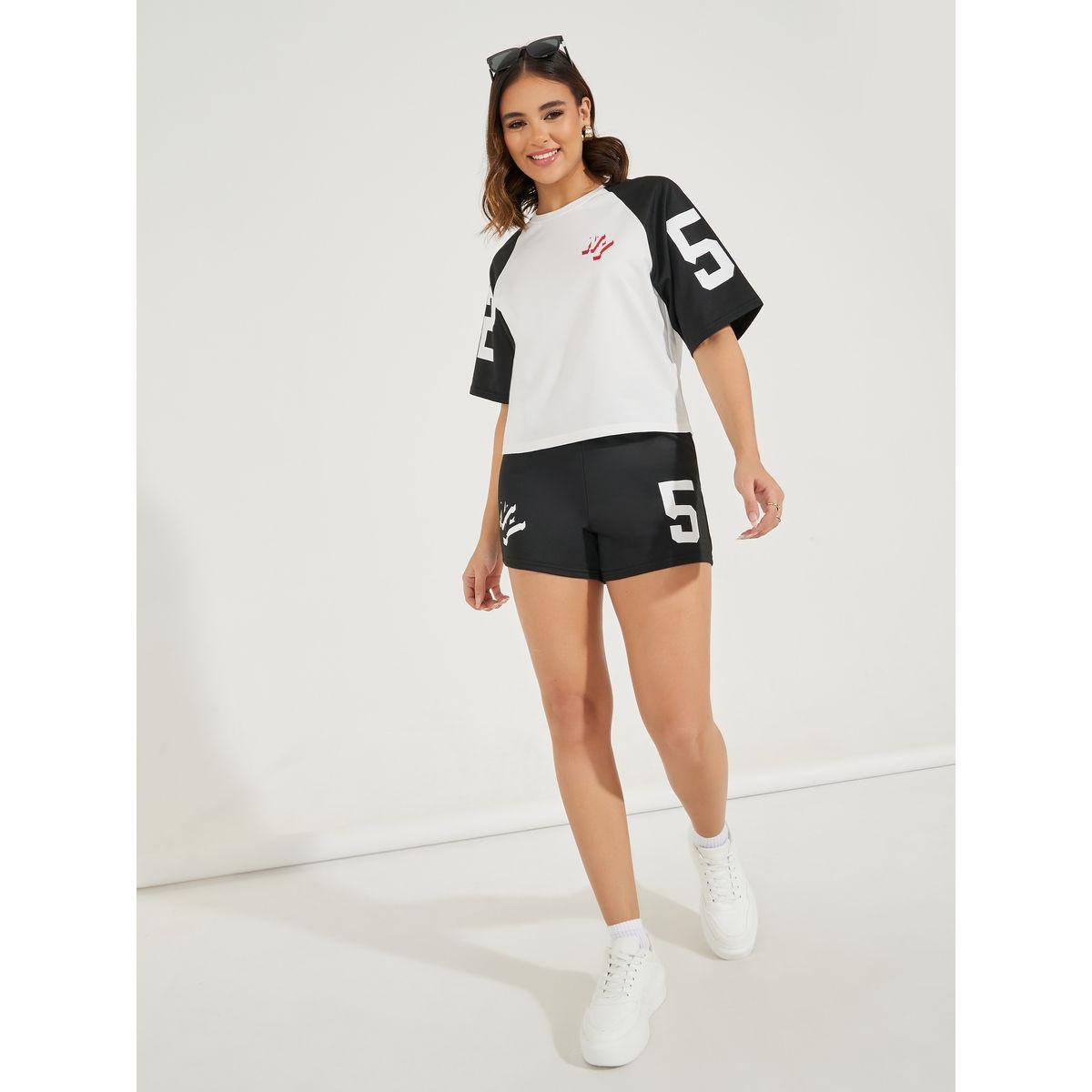 Styli Varsity Print Shorts with Drawstring-women-clothing-bottoms-shorts-image-1