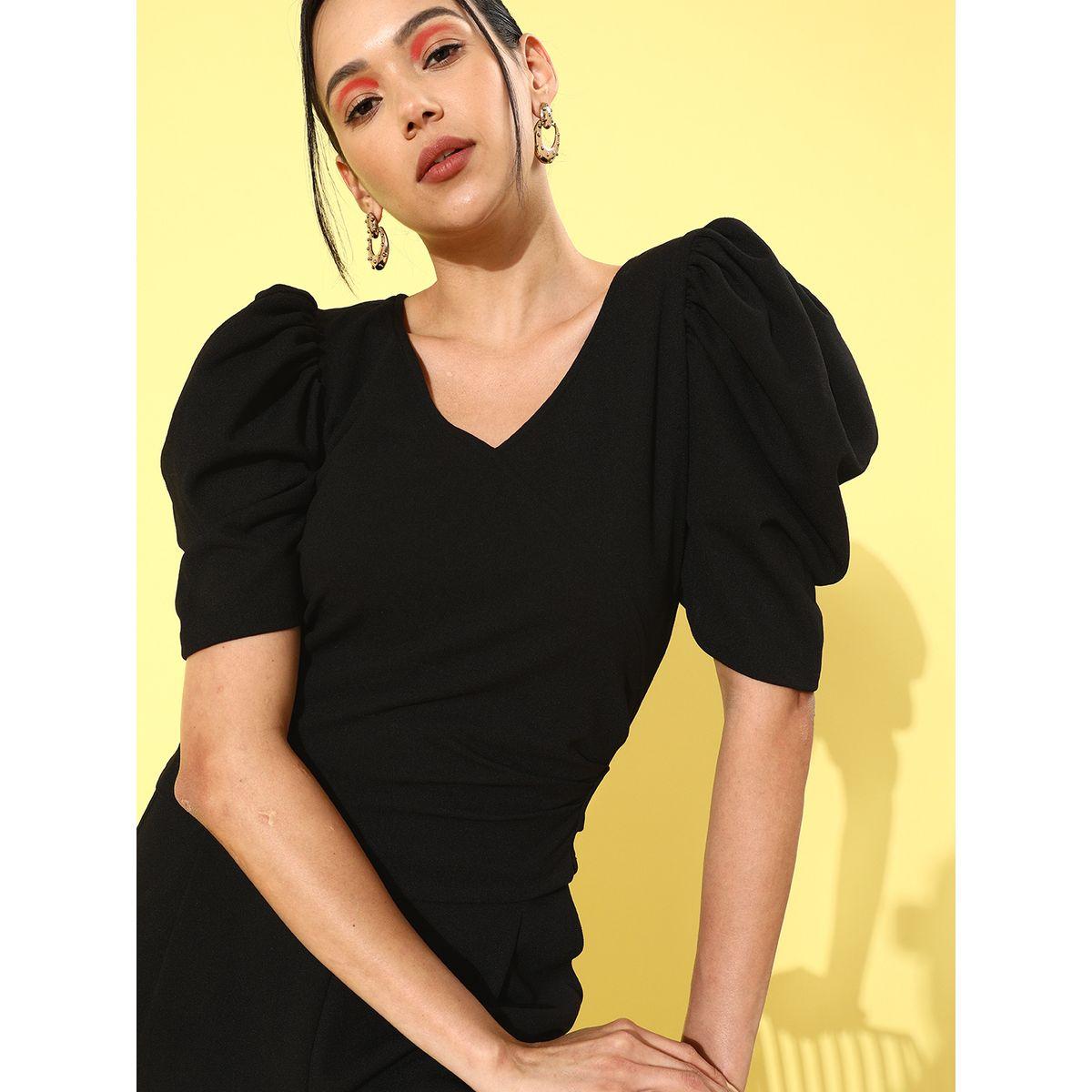 Athena X Styli  Solid Puff Sleeves Top & Pants Co-Ords-women-clothing-coordsets-image-1