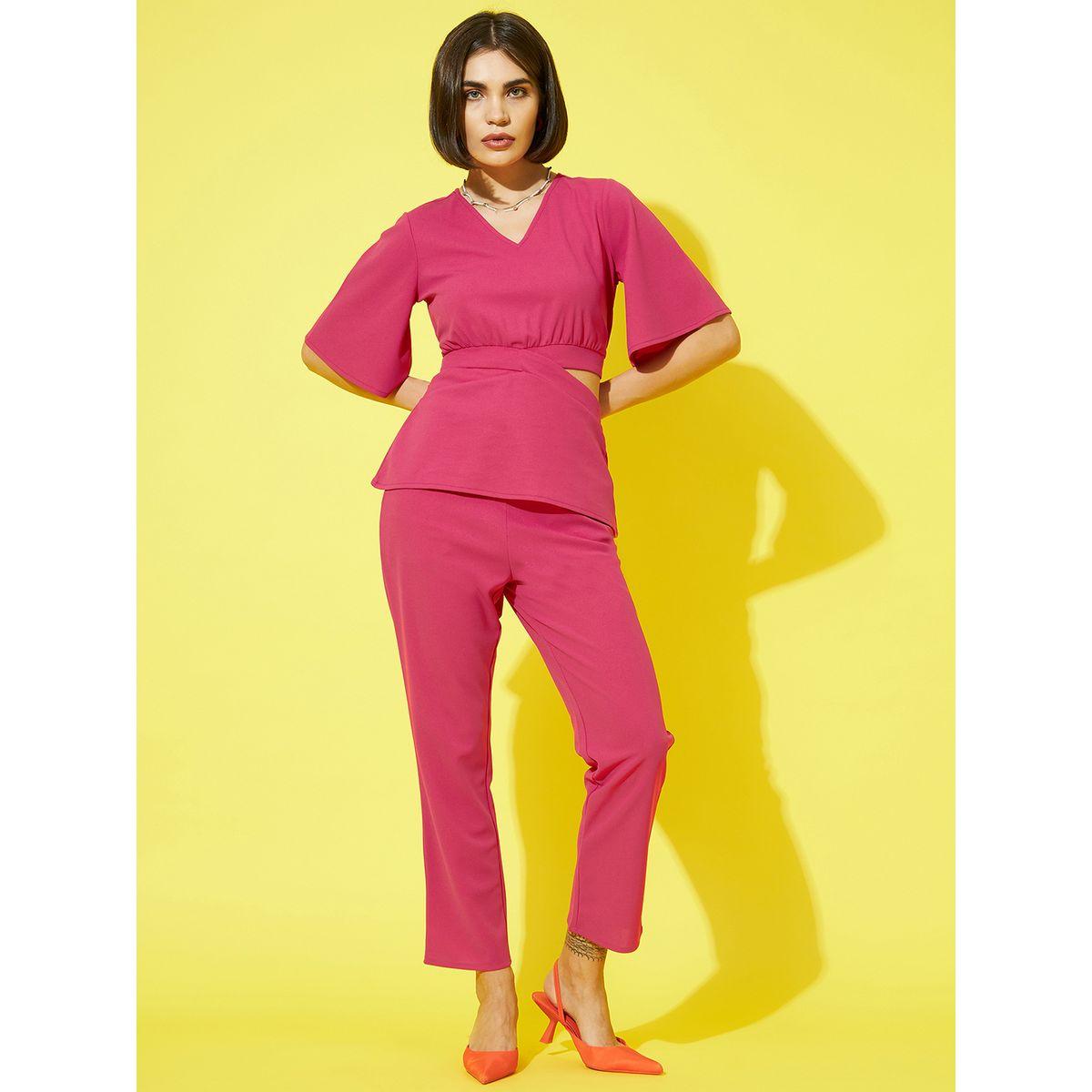 طقم منسق من بنطال مع بلوزة بخصر مزين بفتحات أثينا × ستايلي-women-clothing-coordsets-image-8