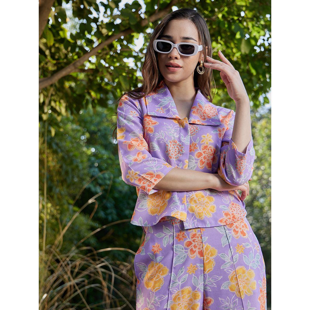 Athena X Styli  Floral Print Shirt & Trousers Co-Ords-women-clothing-coordsets-image-2