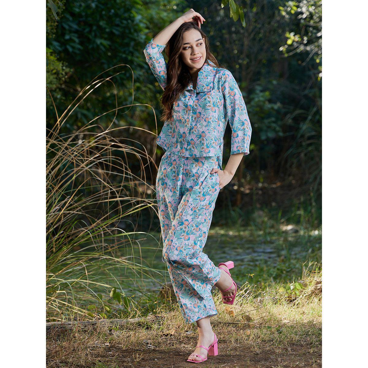 Athena X Styli  Floral Print Shirt & Trousers Co-Ords-women-clothing-coordsets-image-2