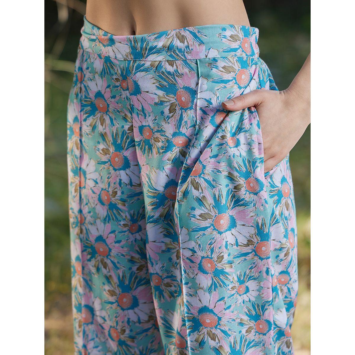 طقم منسق من بنطال مع بلوزة مطبعة بزهور أثينا × ستايلي-women-clothing-coordsets-image-3