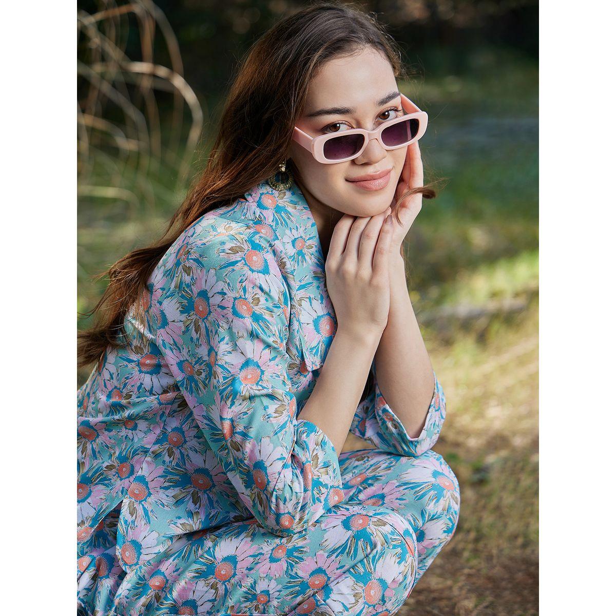 طقم منسق من بنطال مع بلوزة مطبعة بزهور أثينا × ستايلي-women-clothing-coordsets-image-5