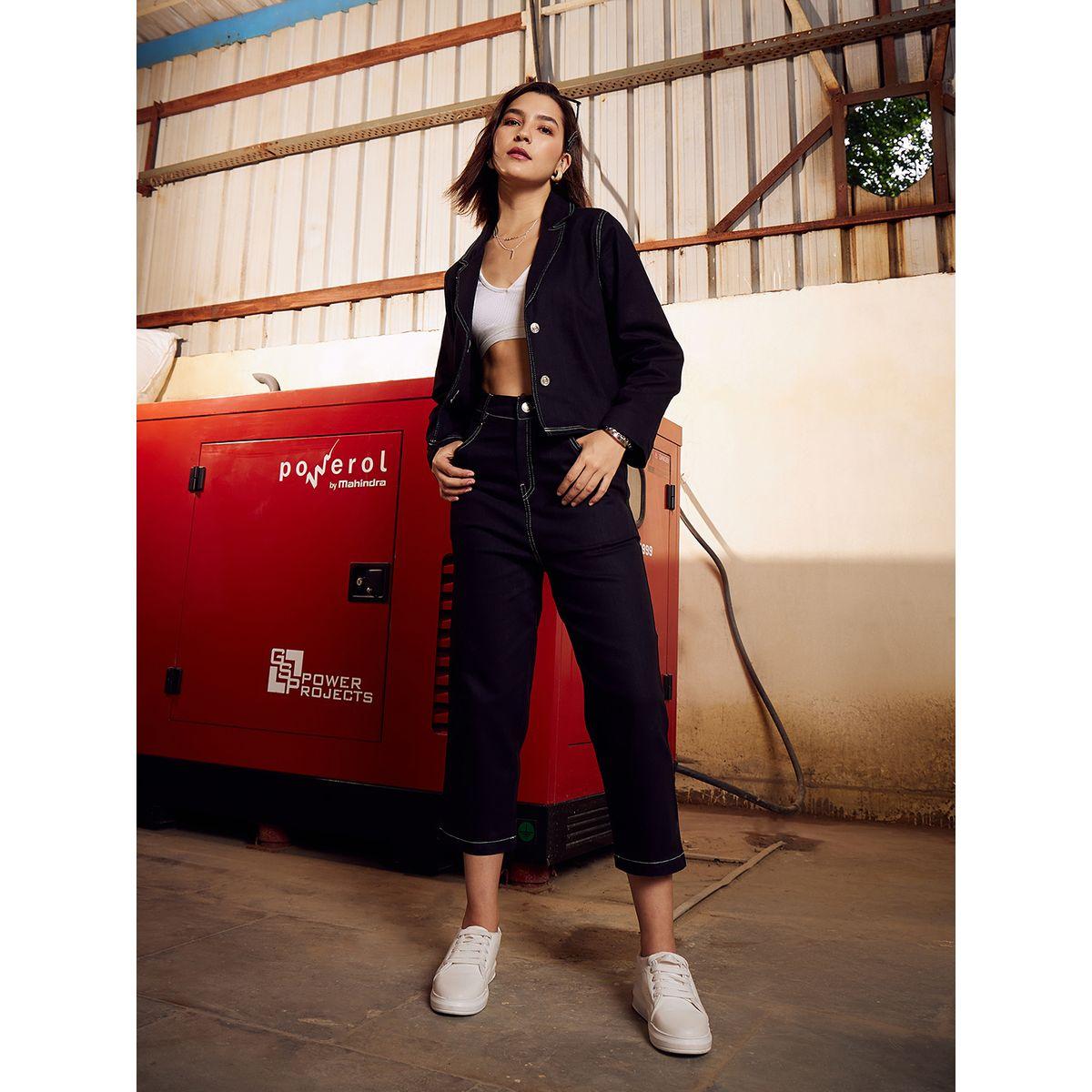Athena X Styli  Notch Lapel Denim Look Crop Top & Trousers Co-Ords-women-clothing-coordsets-image-2